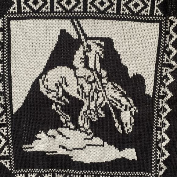 Vintage 1980s Miller Outerwear End of the Trail Sweater XL Black White Native - Picture 6 of 7